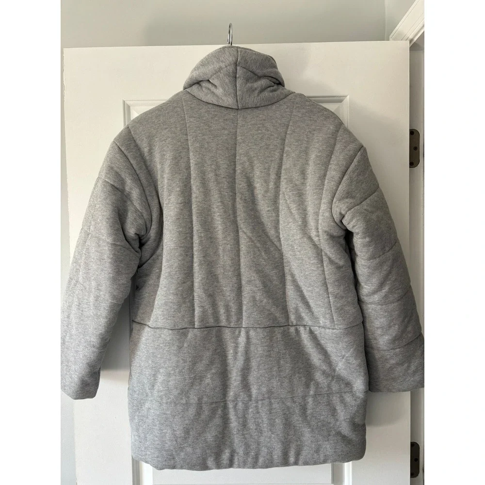 Madewell Quilted Shaw Puffer Coat Women S Gray Button Jacket Front Pockets